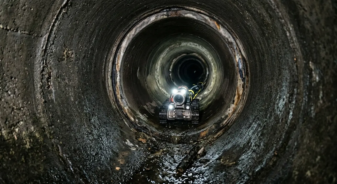 Robotic sewer camera inspecting pipe interior for Drain Snake Service in Harrisburg